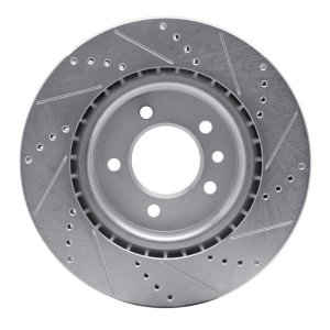 Land Rover Discovery Brake Rotor (1) - Rear Left - R1 Concepts - Drilled & Slotted - Silver - `18-`20